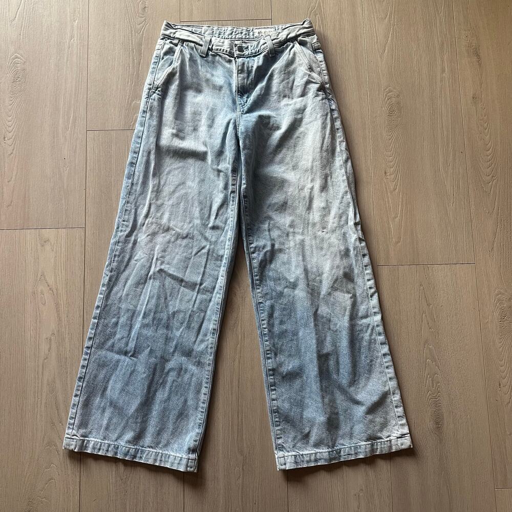 AG Adriano Goldschmied Wide Leg Jeans 28 High Rise Light Wash